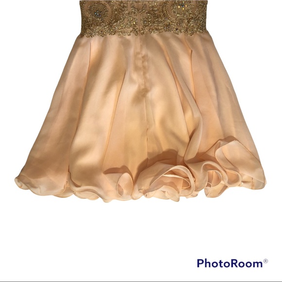 Baby online Dress champagne sweetheart neck lace applique short prom dress Sz S - Picture 8 of 12